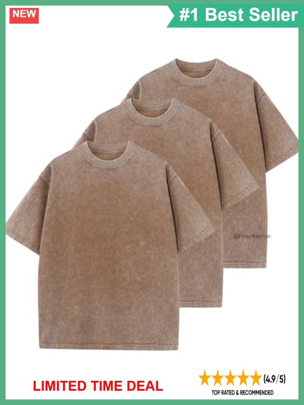 Vintage Washed Oversized Cotton T-Shirt Loose Fit Crew Neck Casual Tee